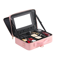 旅行简约化妆品收纳包女便携大容量专业化妆师跟妆化妆箱包纹绣皮