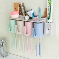 卫生间吸壁式牙刷架壁挂洗漱架牙刷筒牙刷杯牙刷置物架套装收纳架
