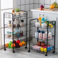 小推车置物架落地多层可移动带轮收纳架家用厨房蔬菜篮水果储物架