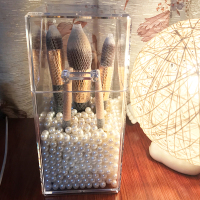 亚克力化妆刷桶眉笔刷筒化妆品收纳筒透明防尘有盖