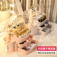 网红手提化妆品收纳盒防尘口红护肤品梳妆台家用桌面置物架大容量