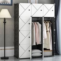 简易衣柜收纳架塑料布推拉门钢管加粗加固卧室出租房单双人家具柜