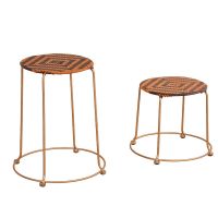 圆凳子轻便易收纳藤编椅子金属铁艺矮凳餐桌凳时尚简约圆形钢筋凳
