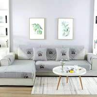 沙发垫布艺棉麻四季通用防滑坐垫简约现代沙发套罩全盖靠背巾|梅花鹿灰色 45*45抱枕套