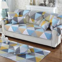 简约现代真皮沙发垫布艺全棉四季通用防滑坐垫全包套巾罩全盖|摩格 110*110cm