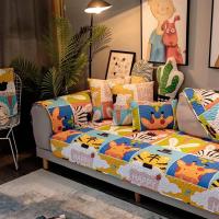 简约现代真皮沙发垫布艺全棉四季通用防滑坐垫全包套巾罩全盖|童趣乐园 90*120cm