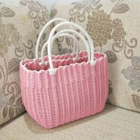 塑料仿藤编织菜篮子手提洗澡采摘篮浴室收纳篓蔬果筐狗狗购物叼篮