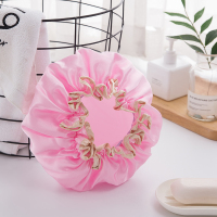 2个装浴帽女双层防水沐浴帽女款洗澡头套韩国可爱发套防油烟帽子|粉色2个装