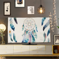 电视机罩子短毛绒家用布艺防尘罩套55英寸挂式盖布巾液晶曲面电视|浅蓝色捕梦网电视机罩 65英寸