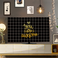 电视机罩子短毛绒家用布艺防尘罩套55英寸挂式盖布巾液晶曲面电视|黑色黑方格电视机罩 42英寸