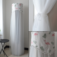 空调罩柜机圆形 开机不取空调套防尘罩立式圆柱i尚i慕i铂|多只小火烈鸟(开机不取) 高170深40