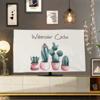 电视机罩子短毛绒家用布艺防尘罩套55英寸挂式盖布巾液晶曲面电视|白色仙人掌电视机罩 60英寸