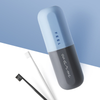 旅行洗漱杯便携式牙刷盒套装牙具旅游刷牙杯收纳盒出差神器|都市蓝+牙刷2支