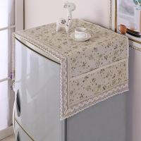 单开门双开门冰箱罩 洗衣机盖布储物袋小清新棉布家用电器防尘罩|花之语绿 双开冰箱巾70*170cm