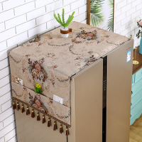 冰箱盖布顶防尘罩双开门防尘单开门保护盖巾套帘巾罩防尘布北欧风|秘密花园-咖色 大对开冰箱70*180cm