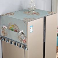 冰箱盖布防尘布单开门双开门冰箱垫子冰箱罩盖巾家用冰箱套|秀曼-青 65*170(双开门冰箱)