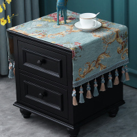 欧式床头柜盖布盖巾家用卧室梳妆台桌布防尘罩长方形打印机台|光四溢蓝色（吊穗款）床头柜盖布 40*100（含吊穗尺寸在内）