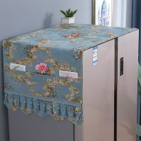 冰箱盖布防尘布单开门双开门冰箱垫子冰箱罩盖巾家用冰箱套|锦玉-蓝 65*170(双开门冰箱)