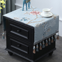 欧式床头柜盖布盖巾家用卧室梳妆台桌布防尘罩长方形打印机台|艾丽莎蓝色（吊穗款）床头柜盖布 40*80（含吊穗尺寸在内）