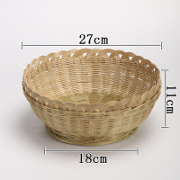 竹编制品簸箕圆形水果篮馒头筐家用干果零食收纳筐厨房洗菜竹篮子|荷花果篮深款