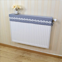 暖气罩布艺/蕾丝暖气套老式铁暖气片罩 防熏黑防尘罩装饰罩|浅灰色纯棉帆布 长40厚10(右开口)