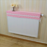 暖气罩布艺/蕾丝暖气套老式铁暖气片罩 防熏黑防尘罩装饰罩|粉红色雪呢尔面料 长60厚10(右开口)