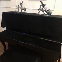 北欧式钢琴防尘全批半罩键盘盖巾套布现代简约美立韩式轻奢电丝绒|净版-黑色 单独双人凳子罩