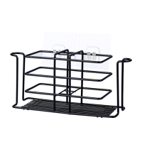 卫生间牙刷架壁挂式免打孔牙缸挂墙吸壁置物套装牙具收纳架|黑色