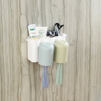 吸壁式牙刷架 吸盘刷牙杯壁挂置物架牙具牙膏架洗漱套装|情侣款