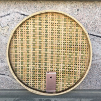 竹制品竹编制品 竹编竹匾 有孔无孔竹筛子/家用圆簸箕晾晒绘画装|有孔直径54厘米孔(5-7mm)粗孔