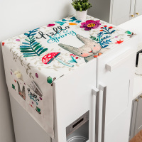 棉麻冰箱布盖巾洗衣机罩盖布单开对开双开门冰箱防尘罩微波炉盖布|蘑菇花朵兔 60*150cm(洗衣机/单开门冰箱通用)