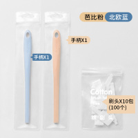 一次性马桶刷套装洗厕所刷子清洁卫生间去无死角可抛式缝隙刷家用|北欧蓝+芭比粉长手柄100头