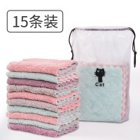 厨房洗碗布吸水不掉毛家用去油易清洗不沾油毛巾擦布清洁用品|双层混色[15条装优惠价]