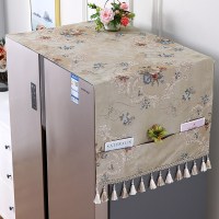 布艺冰箱盖布单开门对双开门冰|宾妮-米黄2020新款(含吊坠一边各10cm) 35*100cm(微波炉/烤箱通用)