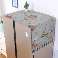 布艺冰箱盖布单开门对双开门冰|yz浪漫巴黎-蓝（含吊坠一边各8cm） 35*100cm（微波炉/烤箱通用）