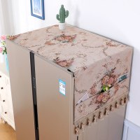 布艺冰箱盖布单开门对双开门冰|yz浪漫巴黎-米（含吊坠一边各8cm） 60x140cm（单开门冰箱/洗衣机适用）