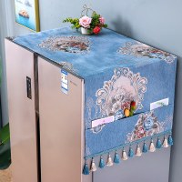 布艺冰箱盖布单开门对双开门冰|lyh戴维斯-浅蓝(含吊坠一边各10cm) 35*100cm(微波炉/烤箱通用)