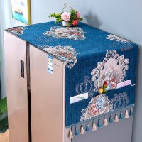 布艺冰箱盖布单开门对双开门冰|lyh戴维斯-深蓝(含吊坠一边各10cm) 35*100cm(微波炉/烤箱通用)