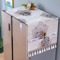 布艺冰箱盖布单开门对双开门冰|lyh戴维斯-米色(含吊坠一边各10cm) 35*100cm(微波炉/烤箱通用)