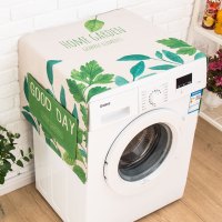 北欧简约滚筒洗衣机罩床头柜盖巾冰箱防尘罩防晒布棉麻防水盖布|翠绿色防尘防晒--花园 55X140CM冰箱洗衣机通用