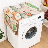北欧简约滚筒洗衣机罩床头柜盖巾冰箱防尘罩防晒布棉麻防水盖布|花色防尘防晒--大兔子 55X140CM(升级防水)