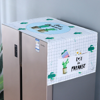 冰箱罩洗衣机盖布家用布艺防油对双开门单开门冰箱防尘罩多用盖巾|格子仙人掌 35*100CM微波炉/烤箱适用