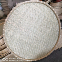 竹簸箕竹筛子无孔竹编制品竹匾晒干货 大号圆簸箕平底 家用晾晒筐|白藤包边80厘米头层竹皮