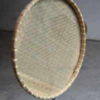 竹簸箕竹筛子无孔竹编制品竹匾晒干货 大号圆簸箕平底 家用晾晒筐|白藤竹筛50厘米0.2细孔