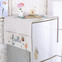 棉麻滚筒洗衣机盖布床头柜盖巾单开门冰箱罩对双开门微波炉防尘罩|冰箱蜜蜂兔子 60*170对开/双门冰箱通