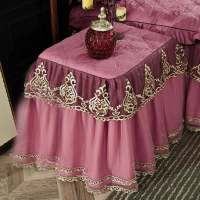 欧式多功能蕾丝全包床头柜罩套盖布盖巾浪漫公主防尘罩台布|豆沙色 宝贝尺寸为通用50×60cm