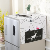 棉麻滚筒洗衣机盖布床头柜盖巾单开门冰箱罩对双开门微波炉防尘罩|冰箱麋鹿 60*170对开/双门冰箱通