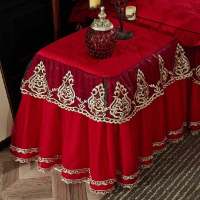 欧式多功能蕾丝全包床头柜罩套盖布盖巾浪漫公主防尘罩台布|大红色 宝贝为一只装,一对拍2