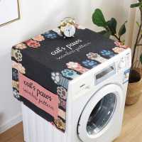 滚筒洗衣机罩盖巾冰箱盖布单开双开门冰箱防尘罩微波炉床头柜盖|黑底缤纷喵爪 55*140cm(洗衣机/单开门冰箱盖巾)
