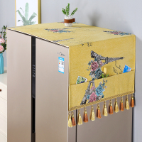 冰箱防尘罩盖巾轻奢双开门上的罩子遮盖帘垫子布顶单双门盖布欧式|铁塔-黄色 双开门65*170